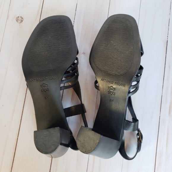 New Antonio Melanie Block Heel Sandals Black 8 - Picture 4 of 7